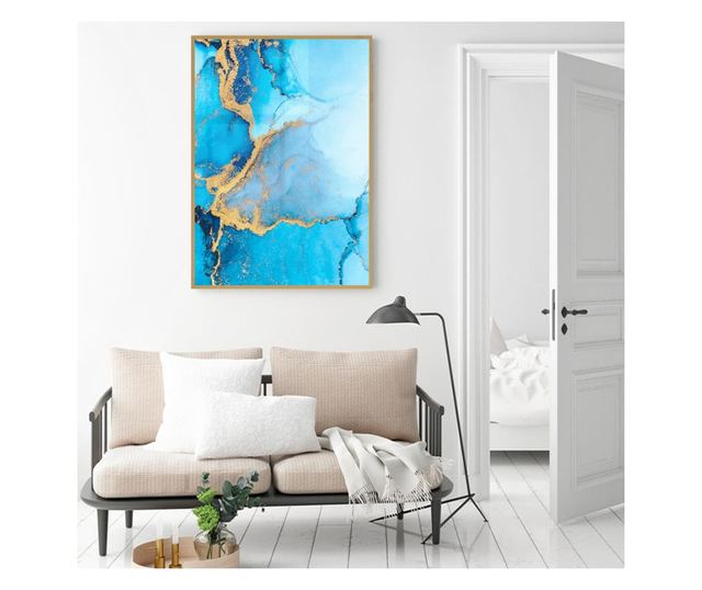 Uokvireni Plakati, Abstract Light Blue, 60x40 cm, Zlatni okvir