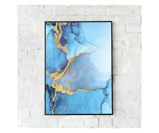Plakat w ramce, Abstract Light Blue, 42 x 30 cm, czarna ramka