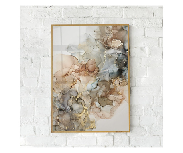 Uokvireni Plakati, Abstract Marble Brown, 60x40 cm, Zlatni okvir