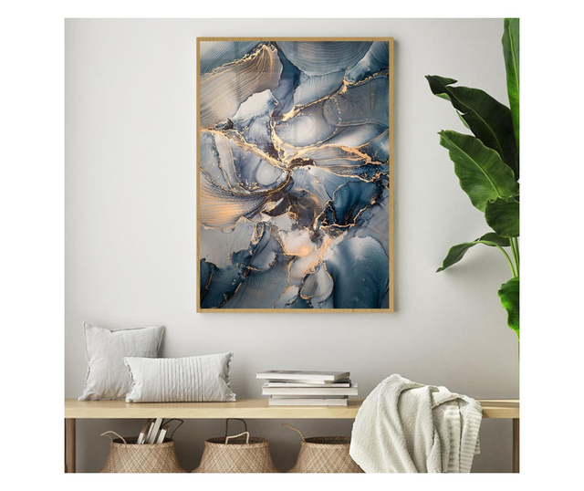 Plakat w ramce, Abstract Marble Storm, 21 x 30 cm, złota rama
