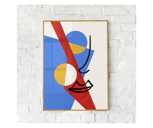 Uokvireni Plakati, Abstract Minimal Lips, 60x40 cm, Zlatni okvir