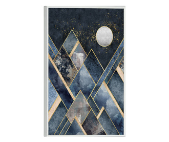 Plakat w ramce, Abstract Mountain With the Moon, 21 x 30 cm, biała ramka