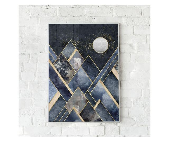 Uokvireni Plakati, Abstract Mountain With the Moon, 21 x 30 cm, Bijeli okvir