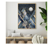 Plakat w ramce, Abstract Mountain With the Moon, 42 x 30 cm, złota rama
