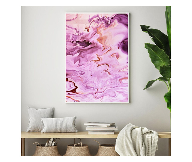 Plakat w ramce, Abstract Pink Smoke, 21 x 30 cm, biała ramka