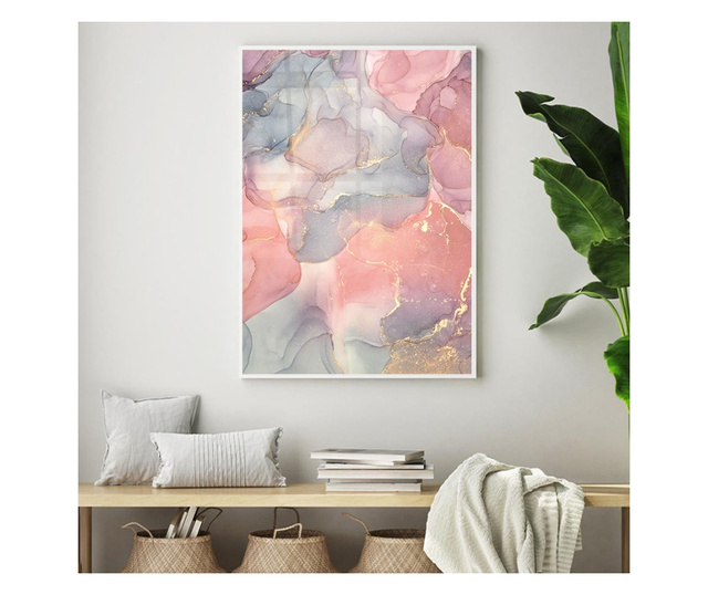 Plakat w ramce, Abstract Pink, 80x60 cm, biała ramka