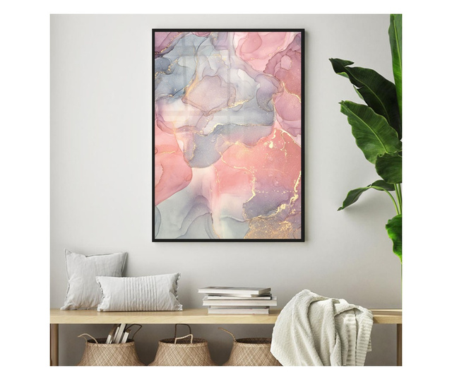 Uokvireni Plakati, Abstract Pink, 21 x 30 cm, Crni okvir