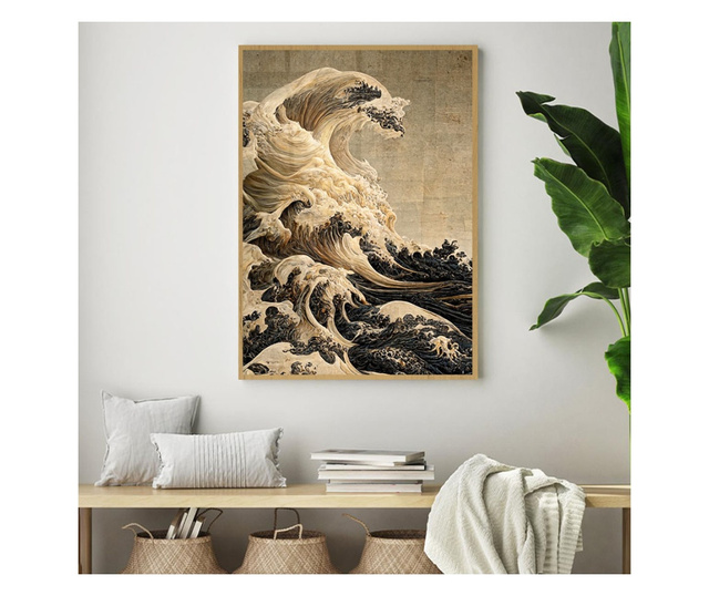Plakat w ramce, Abstract Sea, 60x40 cm, złota rama