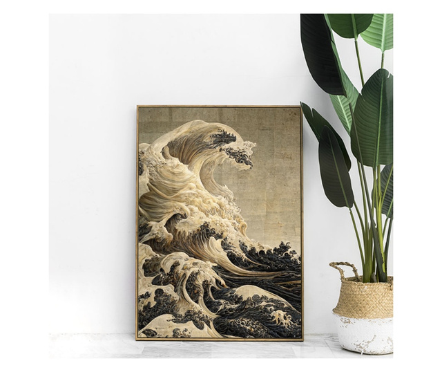Uokvireni Plakati, Abstract Sea, 80x60 cm, Zlatni okvir