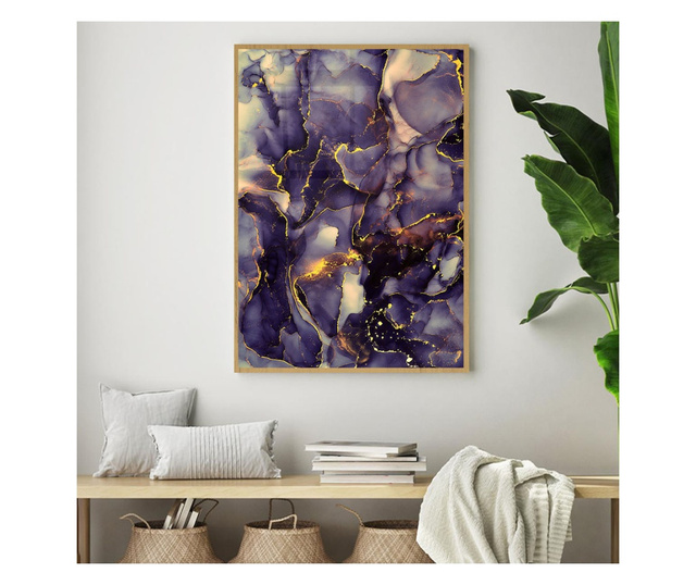Plakat w ramce, Abstract Shades of Purple, 42 x 30 cm, złota rama