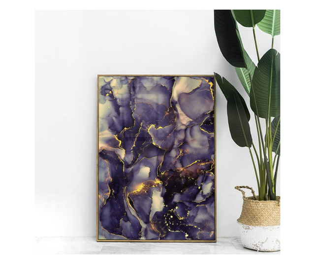 Plakat w ramce, Abstract Shades of Purple, 80x60 cm, złota rama