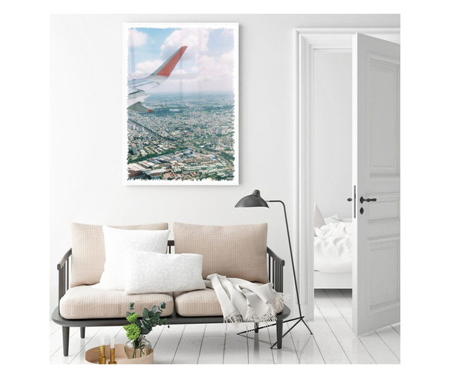 Plakat w ramce, AirPlane View, 80x60 cm, biała ramka