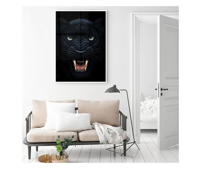 Uokvireni Plakati, Angry Panther, 80x60 cm, Bijeli okvir
