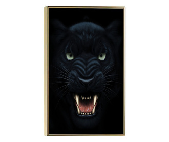 Plakat w ramce, Angry Panther, 50x 70 cm, złota rama