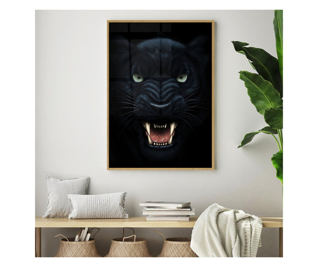 Plakat w ramce, Angry Panther, 50x 70 cm, złota rama