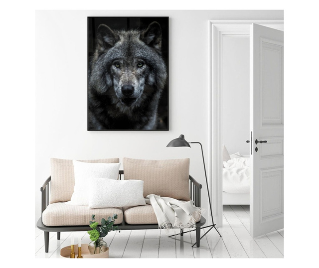 Plakat w ramce, Angry Wolf, 80x60 cm, czarna ramka