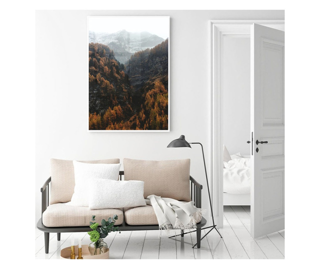 Plakat w ramce, Autumn Mountain, 80x60 cm, biała ramka