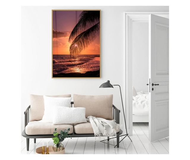 Uokvireni Plakati, Barbados Sunset, 80x60 cm, Zlatni okvir