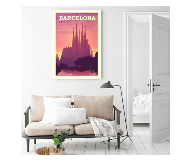 Uokvireni Plakati, Barcelona Sagrada, 60x40 cm, Bijeli okvir