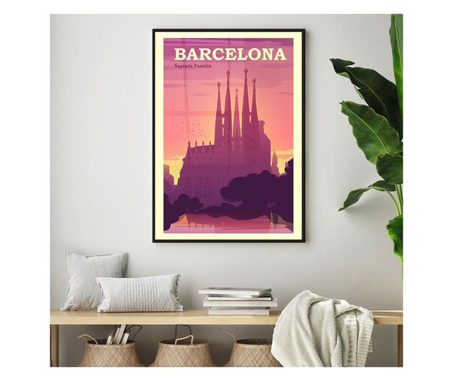 Uokvireni Plakati, Barcelona Sagrada, 42 x 30 cm, Črn okvir