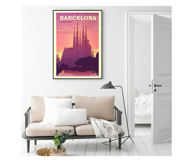 Plakat w ramce, Barcelona Sagrada, 80x60 cm, czarna ramka