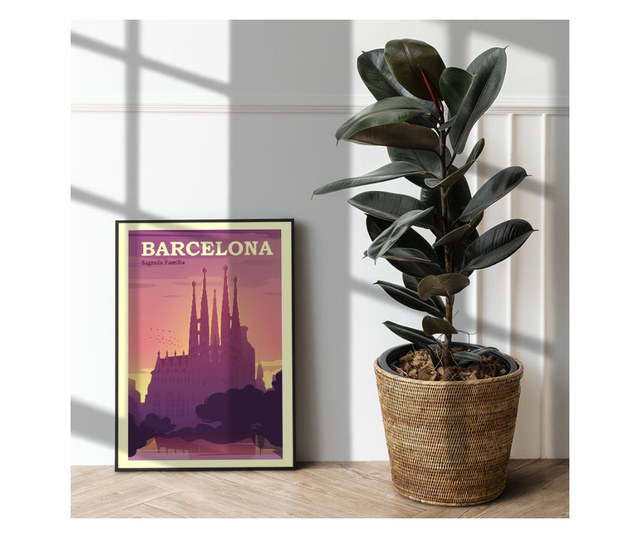 Plakat w ramce, Barcelona Sagrada, 80x60 cm, czarna ramka