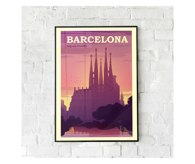 Uokvireni Plakati, Barcelona Sagrada, 42 x 30 cm, Črn okvir