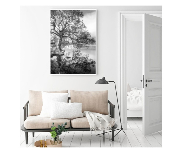 Plakat w ramce, Black And White Autumn, 50x 70 cm, biała ramka