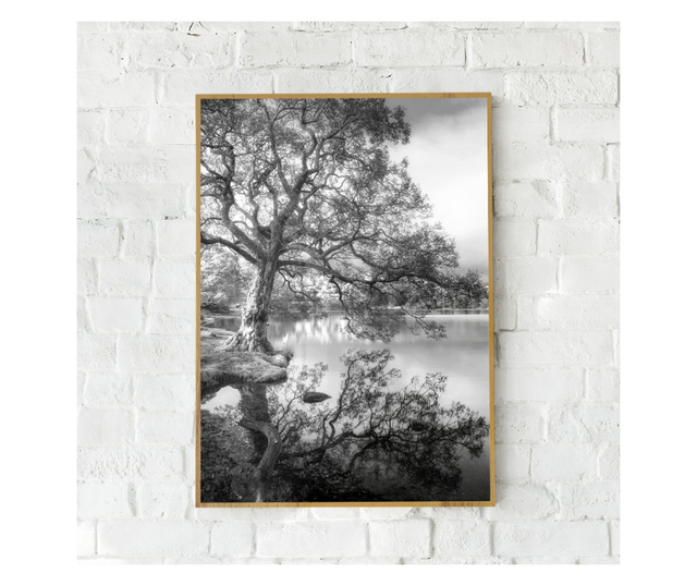 Plakat w ramce, Black And White Autumn, 50x 70 cm, złota rama