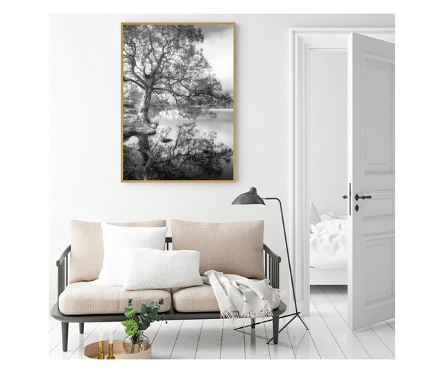 Plakat w ramce, Black And White Autumn, 50x 70 cm, złota rama