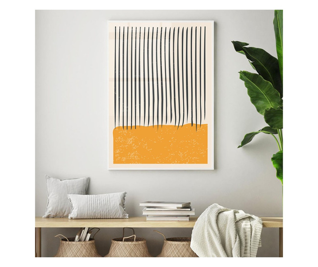 Uokvireni Plakati, Black Lines on Orange, 21 x 30 cm, Bijeli okvir