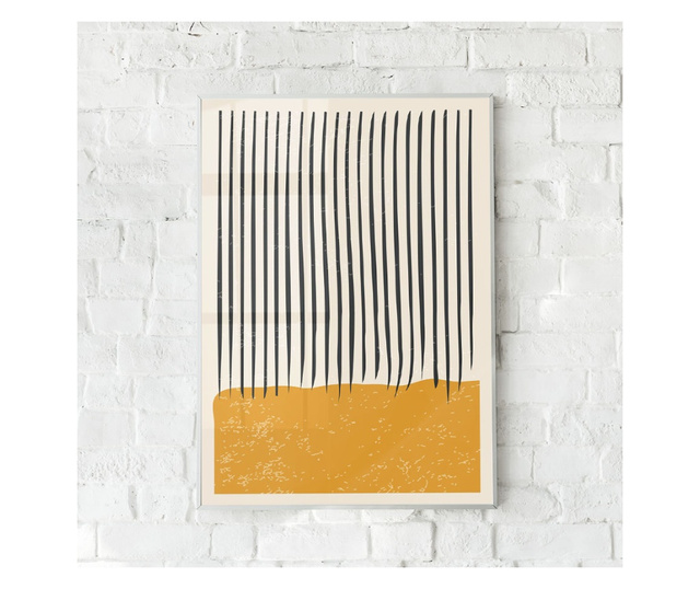 Uokvireni Plakati, Black Lines on Orange, 42 x 30 cm, Bijeli okvir