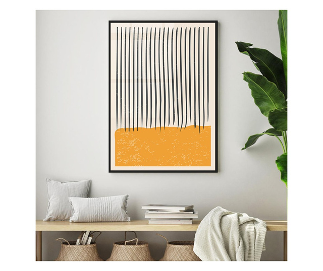 Uokvireni Plakati, Black Lines on Orange, 42 x 30 cm, Črn okvir