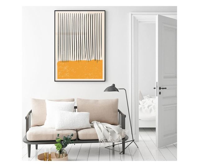Uokvireni Plakati, Black Lines on Orange, 42 x 30 cm, Črn okvir