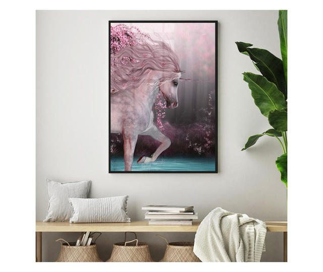 Plakat w ramce, Blossom Unicorn, 80x60 cm, czarna ramka