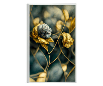 Plakat w ramce, Blue and Gold Flower, 42 x 30 cm, biała ramka