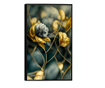 Plakat w ramce, Blue and Gold Flower, 50x 70 cm, czarna ramka