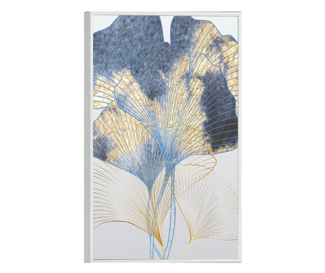 Keretezett poszterek, Blue and Gold Leaves, 42 x 30 cm, Fehér keret