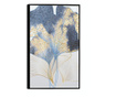 Plakat w ramce, Blue and Gold Leaves, 50x 70 cm, czarna ramka