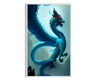 Plakat w ramce, Blue Dragon, 80x60 cm, biała ramka