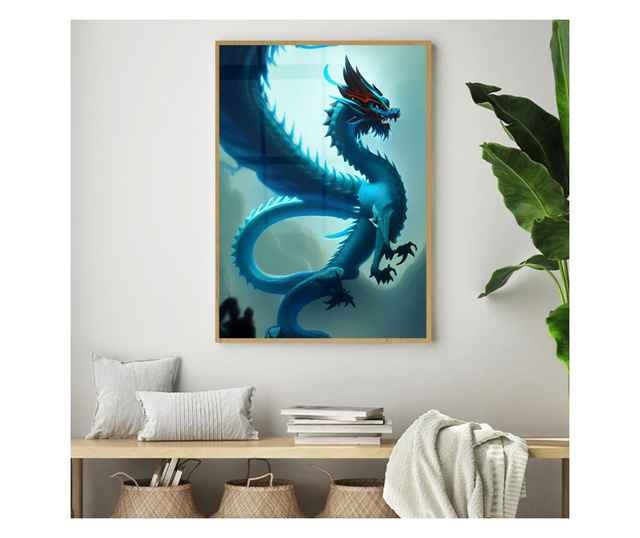 Uokvireni Plakati, Blue Dragon, 42 x 30 cm, Zlatni okvir