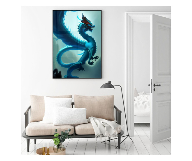 Plakat w ramce, Blue Dragon, 60x40 cm, czarna ramka