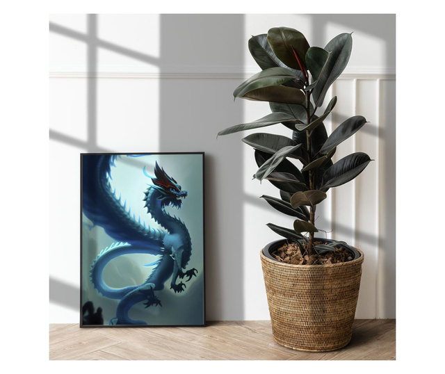 Uokvireni Plakati, Blue Dragon, 50x 70 cm, Črn okvir