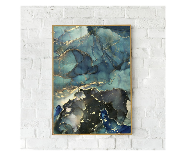 Plakat w ramce, Blue Marble, 80x60 cm, złota rama