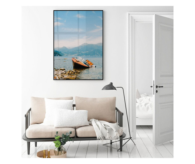Plakat w ramce, Boat on The Lake, 50x 70 cm, czarna ramka