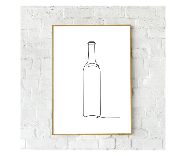 Plakat w ramce, Bottle Of Wine, 60x40 cm, złota rama