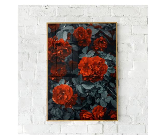 Uokvireni Plakati, Bright Red Rose, 60x40 cm, Zlatni okvir