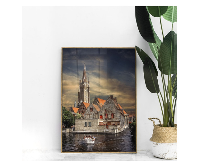 Plakat w ramce, Brugge River, 50x 70 cm, złota rama