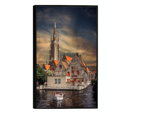 рамкирани картини, Brugge River, 60x40 cm, черна рамка
