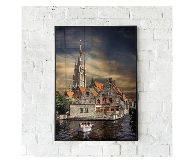 Plakat w ramce, Brugge River, 60x40 cm, czarna ramka